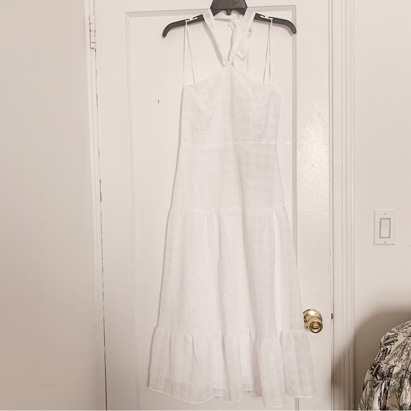 NWT Sam Edelman White Checkered Halter Midi Dress - Picture 6 of 9